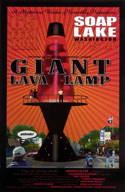 
 A poster depicts the gigantic lamp.
 (The Spokesman-Review)