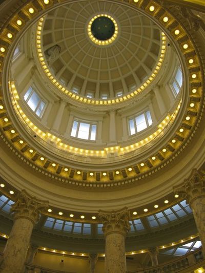 This view shows the inside of Idaho's state capitol dome, viewed from the rotunda. The Capitol has been closed for renovation for two years; it reopens in January. (Betsy Russell / The Spokesman-Review)