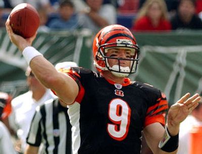 
Bengals quarterback Carson Palmer has revitalized Cincinnati by completing nearly 70 percent of his passes for 2,037 yards and 16 touchdowns. 
 (Associated Press / The Spokesman-Review)