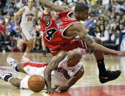 
The Detroit Pistons are doing their best to trip up the Chicago Bulls in the Eastern Confrence semifinals. 
 (Associated Press / The Spokesman-Review)