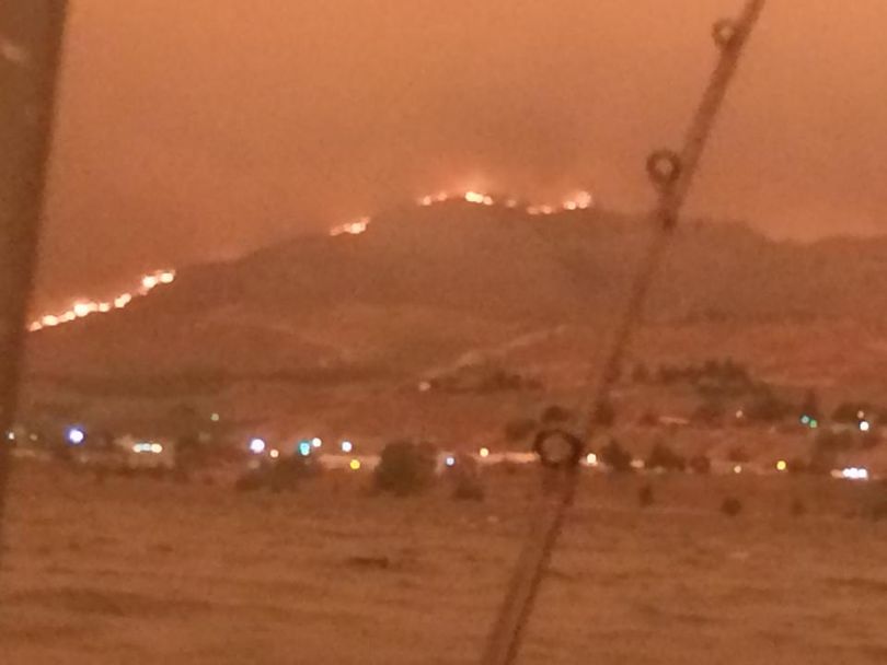Wildfire near Pateros, Washington, on July 17, 2014.