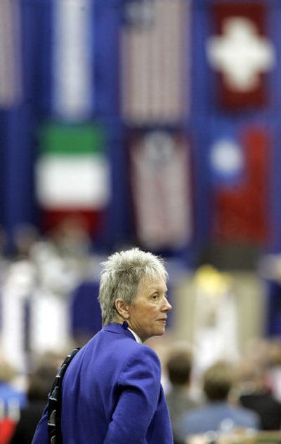 
Susan Russell, president of Integrity USA, a national Episcopal gay rights advocacy organization, listens to the debate Tuesday during the Episcopal General Convention in Columbus, Ohio. 
 (Associated Press / The Spokesman-Review)
