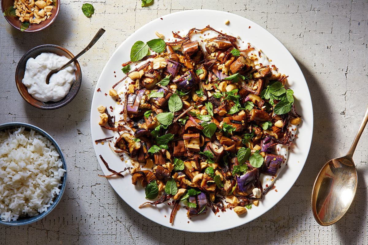 For grilled eggplant salad, using the right kind of eggplant is a must. The slender eggplants can be found in Asian markets.  (Tom McCorkle/For the Washington Post)