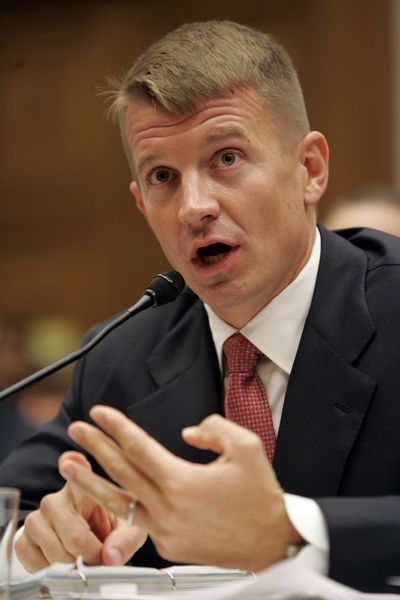 Blackwater USA founder Erik Prince testifies before the House Oversight Committee on Capitol Hill in Washington in this Oct. 2, 2007 file photo. (Susan Walsh / Associated Press)