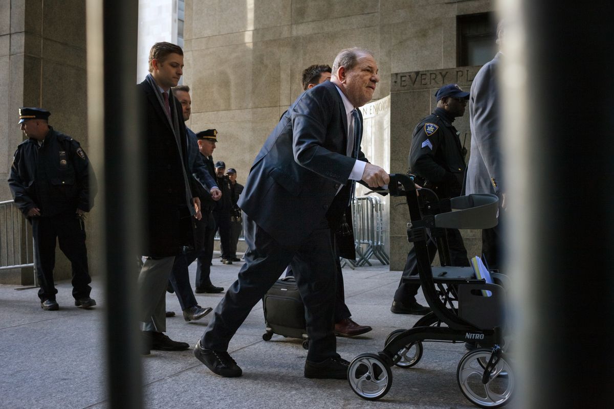 FILE -- Harvey Weinstein arrives at State Supreme Court in lower Manhattan on Feb. 24, 2020. The former movie producer was already convicted in New York, but his Los Angeles trial, set to begin Monday, Oct. 10, 2022, could be pivotal if he wins an appeal in the first case. (Anna Watts/The New York Times)  (ANNA WATTS)