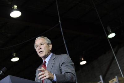 President Bush speaks about the economy during a visit Tuesday to a Virginia office products firm.  (Associated Press / The Spokesman-Review)