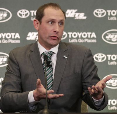 In this Jan. 14, 2019 photo, New York Jets NFL football head coach Adam Gase gestures while speaking during a news conference in Florham Park, N.J. C.J. Mosley says Gase’s message in the team’s first meeting last week was that the goal is to beat New England in the AFC East. (Seth Wenig / Associated Press)
