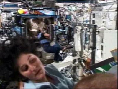 
In this image from NASA TV, astronaut Sunita Williams is seen on the international space station Saturday. Williams has been on the space station since December 2006. Associated Press
 (Associated Press / The Spokesman-Review)