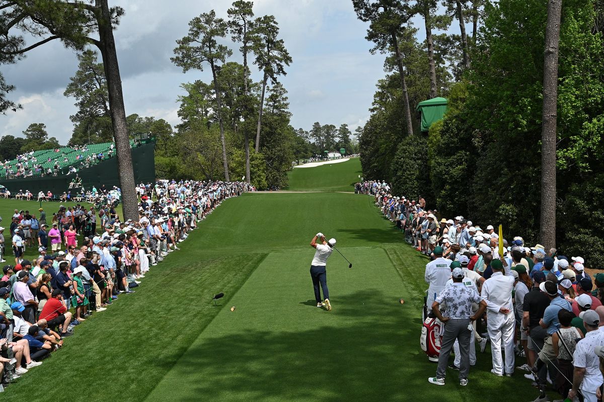 Brooks Koepka tees off 18th hole during second round of the 2023 Masters Tournament at Augusta National Golf Club, Friday, April 7, 2023, in Augusta, Georgia. (Hyosub Shin/The Atlanta Journal-Constitution/TNS)  (Hyosub Shin/The Atlanta Journal-Constitution/TNS)