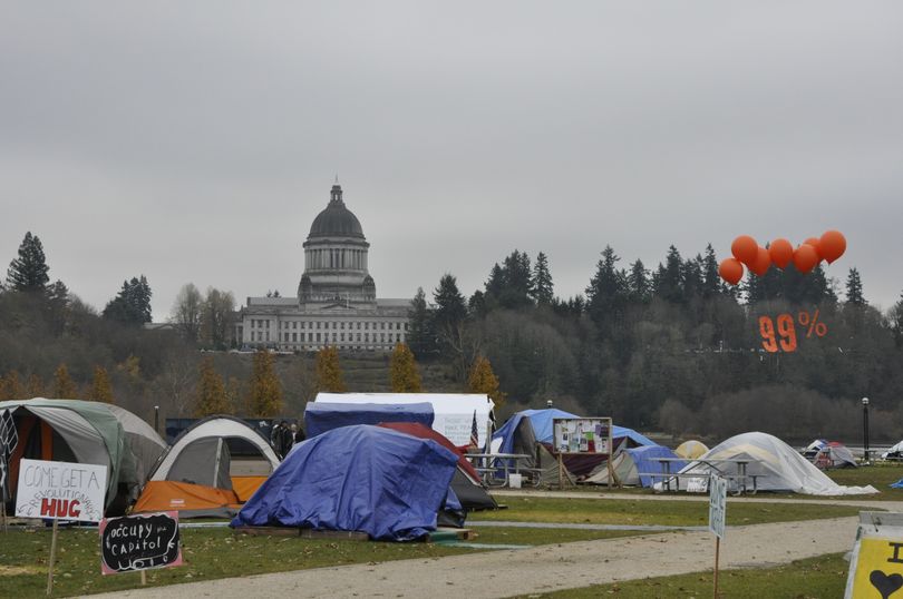 The Occupy Olympia encampment in Heritage Park below the Capitol Campus in early December. (Jim Camden)