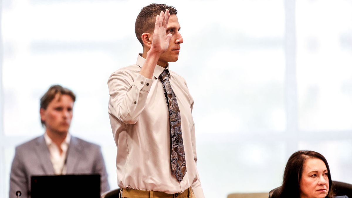 Bryan Kohberger, charged in the murders of four University of Idaho students, appears at the Ada County Courthouse on Wednesday in Boise. (Kyle Green)