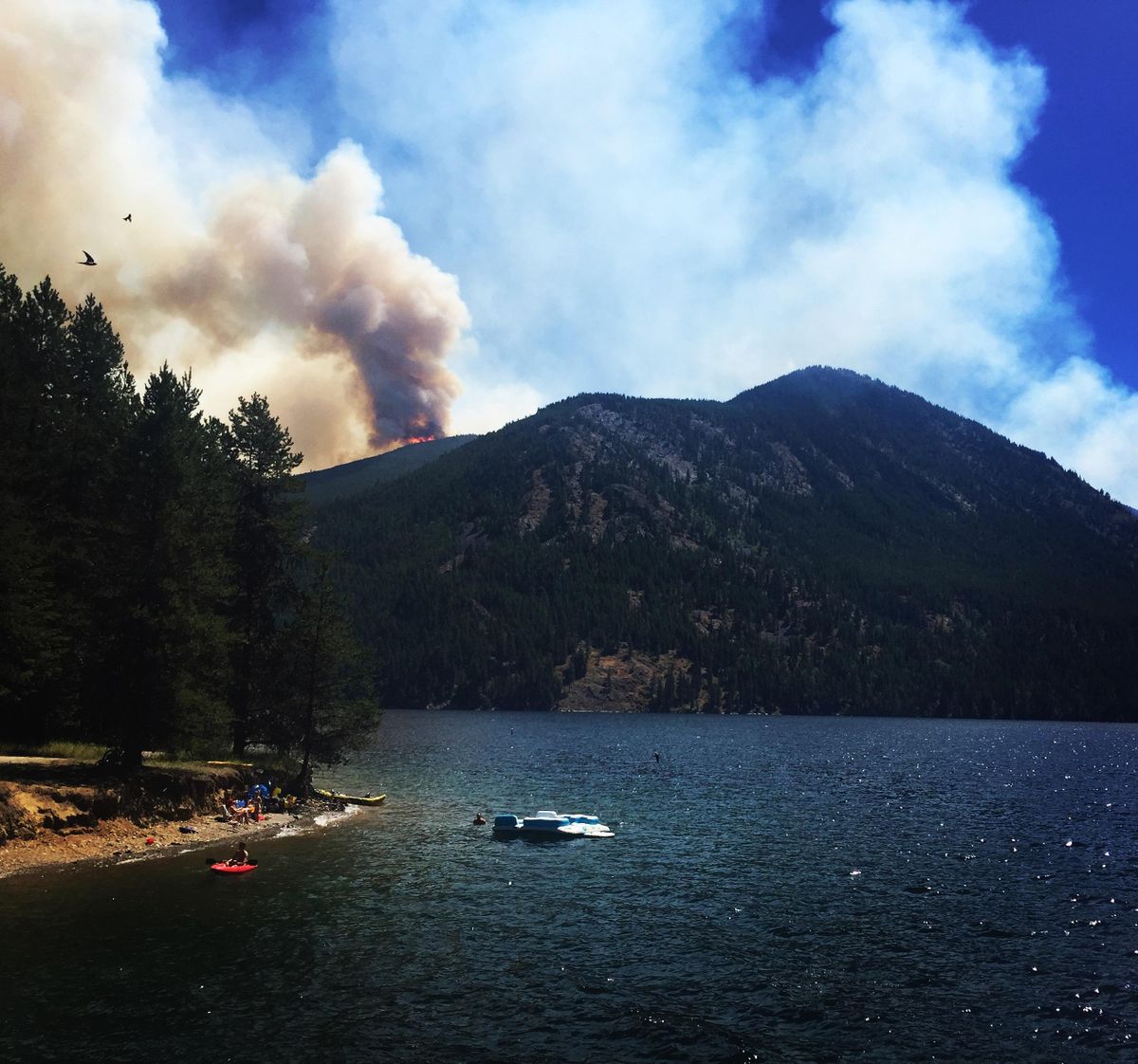 Sullivan Lake remains open but officials urged those recreating on the lake to use caution and not approach anywhere where smoke is emanating. (Courtesy of the Department of Natural Resources)