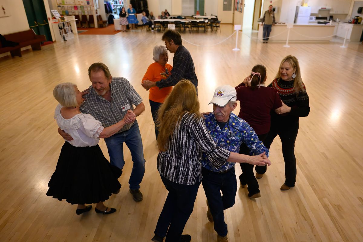 Wild Rose Ramblers Square Dancing Club has members from their mid-20s into their 80s. Tuesday nights they offer lessons and they host dances the first Saturday of each month.  (COLIN MULVANY/The Spokesman-Review)