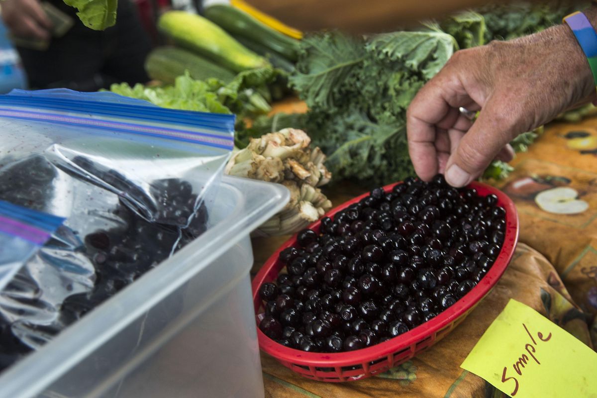 Huckleberries for sale on Wednesday, Sept. 7, 2016 at the Downtown Farmers Market in Coeur d