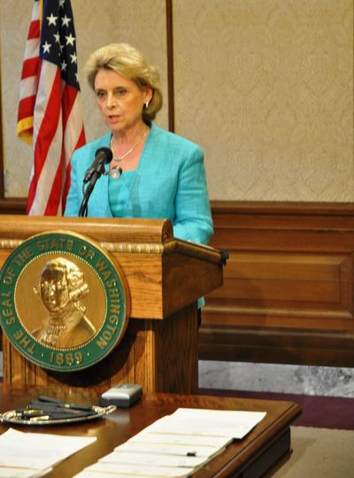 Gov. Chris Gregoire explains her partial veto of the medical marijuana bill. (Jim Camden/The Spokesman-Review)