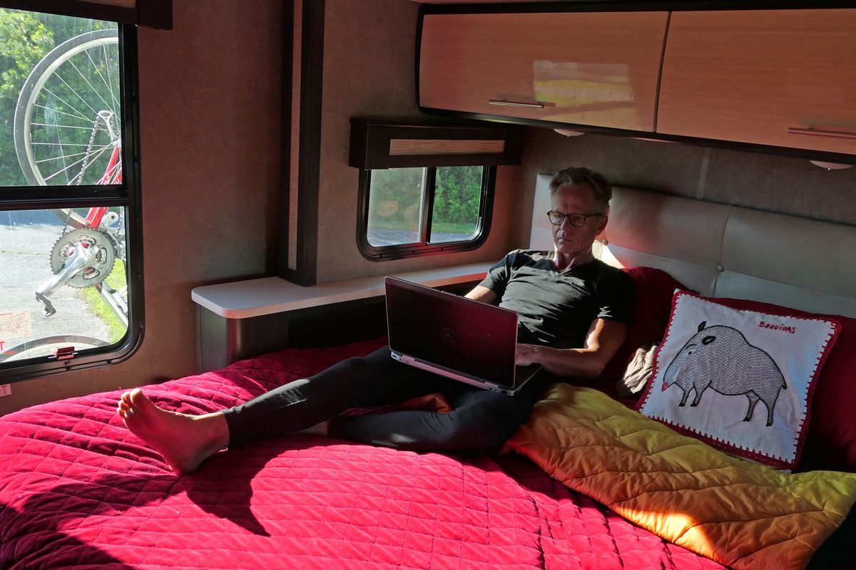 The bedroom in the 2017 Thor Gemini is separate from the kitchen and dining area, offering a separation.   (Leslie Kelly)