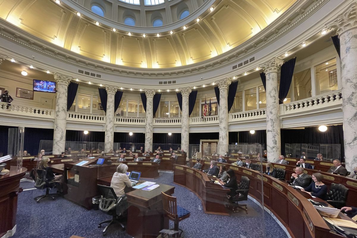 The Idaho House of Representatives debates a constitutional amendment in the Statehouse in Boise.  (Keith Ridler)