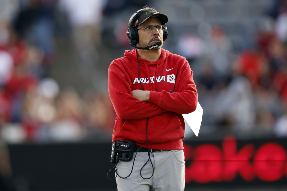 Head coach Jedd Fisch of the Arizona Wildcats watches the action during the second half against the Utah Utes at Arizona Stadium on November 18, 2023 in Tucson, Arizona.  (Getty Images)