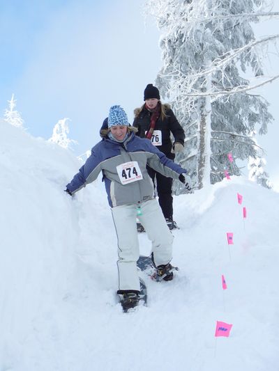 Participants in the  2008 Women’s Souper  Bowl try snowshoeing on a route organizers marked  on Mount Spokane. The annual fun and fundraising event is  set for  Feb. 1. Courtesy photo (Courtesy photo / The Spokesman-Review)