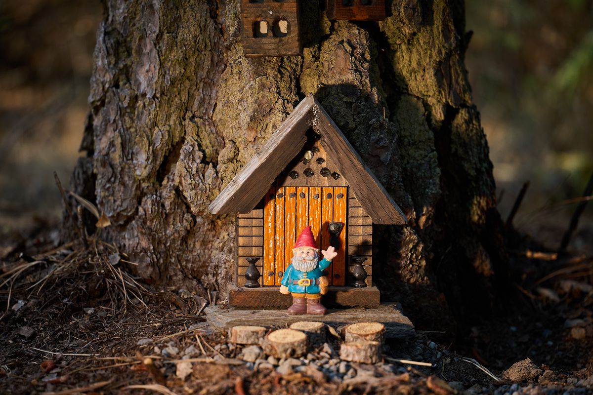 One of nine Gnome Homes the Martins have created and placed along the pathways on their property near Cheney, Wash.  (Colin Mulvany/THE SPOKESMAN-REVIEW)