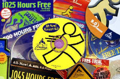 
A collection of CDs containing promotional software for AOL's internet service. The company responsible for introducing millions of people to the Internet is poised to undergo yet another transformation. 
 (Associated Press / The Spokesman-Review)