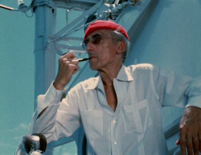 The undersea explorer Jacques-Yves Cousteau, seen wearing his iconic red beanie, is the subject of the documentary “Becoming Cousteau.”  (The Cousteau Society)