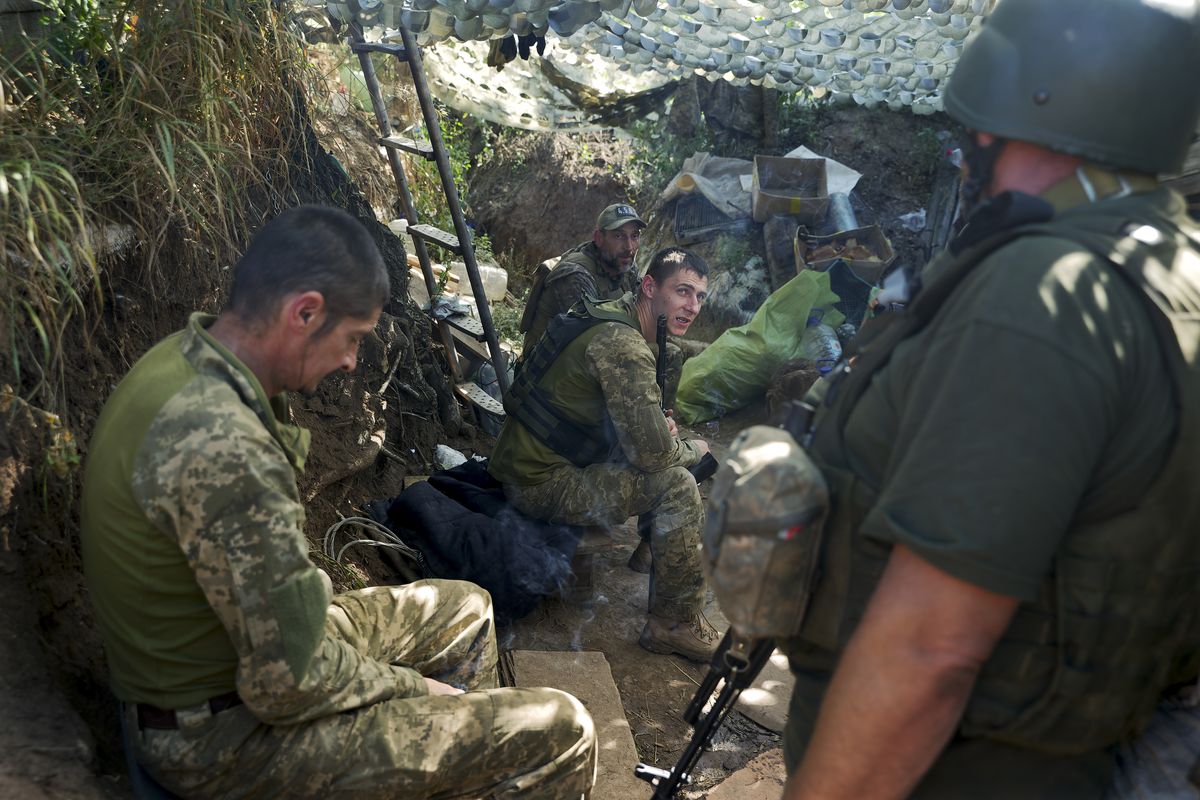  Members of the 24th Mechanized Brigade at a front line position in the Donetsk region of eastern Ukraine, on July 25, 2023. Ukraine