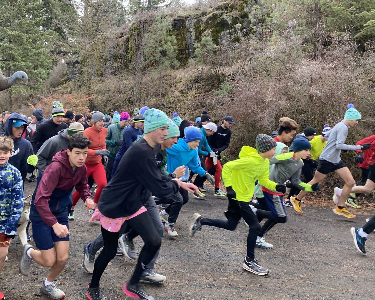 Runners take off at the annual Bloomsday Road Runners Club Turkey Trot in Manito Park on Thursday morning in Spokane.  (Roberta Simonson / The Spokesman-Review)