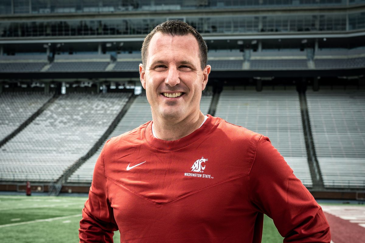 Coach Jake Dickert will guide Washington State in his home state of Wisconsin for a Saturday game loaded with family and friends.  (COLIN MULVANY/THE SPOKESMAN-REVI)