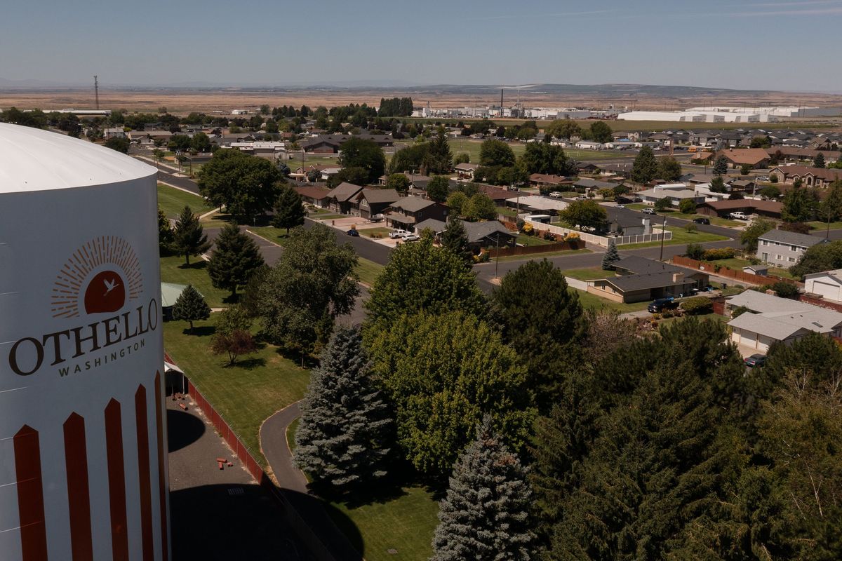 The town of Othello, Washington, has seen several infrastructure improvements as the local potato industry has grown.  (Rajah Bose/For the Washington Post)