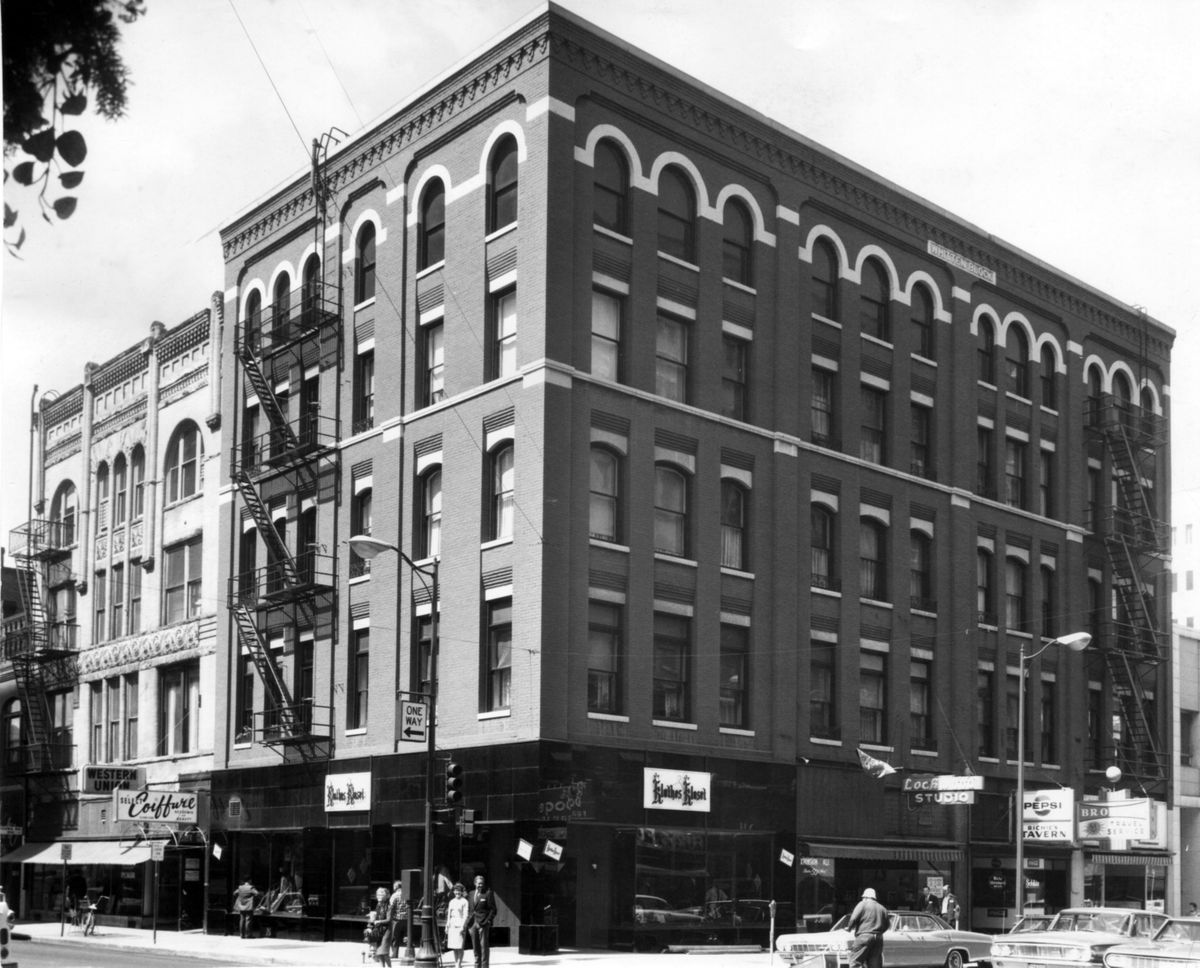 1967 : The Whitten Block, on the northwest corner of Sprague and Post, was sold by the Paul Whitten estate. Whitten died in 1966.