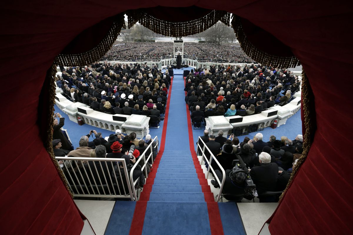 President Barack Obama delivers his Inaugural address at the ceremonial swearing-in at the U.S. Capitol during the 57th Presidential Inauguration in Washington, Monday, Jan. 21, 2013. (Evan Vucci / Associated Press)