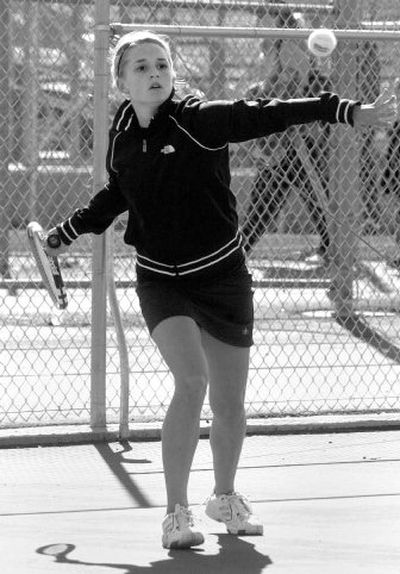 
EV senior Jessica Casebier warms up for a match at North Central Wednesday. She is the Knights No. 1 singles player and last year reached the state Class 3A tournament.  
 (J. BART RAYNIAK / The Spokesman-Review)