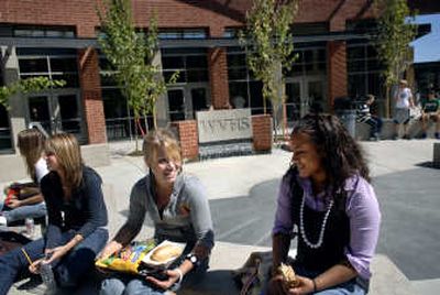 
From right, senior Juliet Law, junior Brittany Carr and sophomore Erin Carlstrom eat lunch in the courtyard outside the common area at West Valley High School Wednesday.
 (Holly Pickett / The Spokesman-Review)
