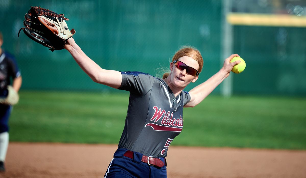 Mt. Spokane pitcher Morgan Flesland struck out 16 in a 13-1 win over Gonzaga Prep on Tuesday, April 27, 2021. Flesland has committed to Oregon State.   (COLIN MULVANY/THE SPOKESMAN-REVIEW)
