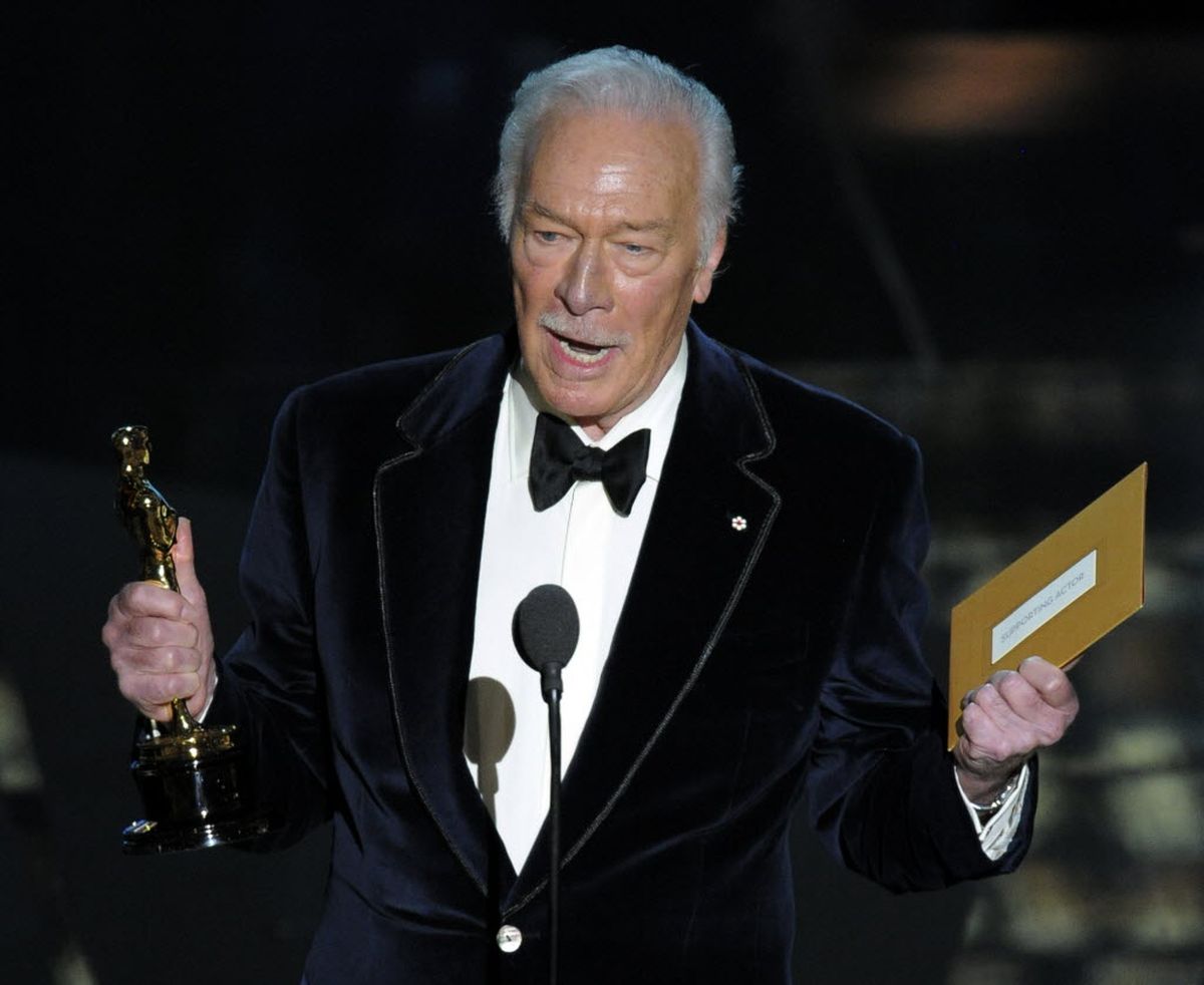 Christopher Plummer accepts the Oscar for best actor in a supporting role for “Beginners” during the 84th Academy Awards on Sunday, Feb. 26, 2012, in the Hollywood section of Los Angeles.  (Mark J. Terrill / The Associated Press)