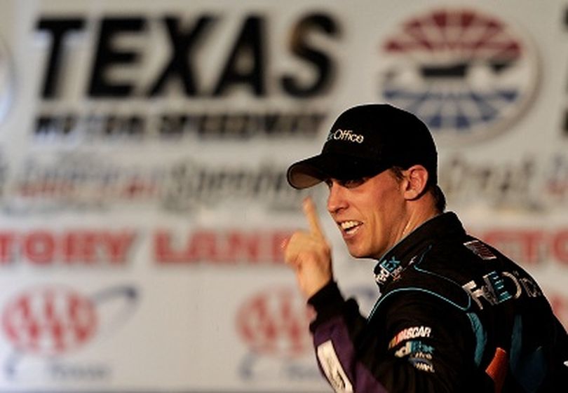 After winning Sunday’s NASCAR Sprint Cup Series AAA Texas 500 at Texas Motor Speedway, Denny Hamlin moved past four-time NASCAR Sprint Cup Series champion Jimmie Johnson in the Chase for the NASCAR Sprint Cup. With 6,325 points, Hamlin is 33 points over Johnson (6,292) and 59 points over Kevin Harvick. (Photo Credit: John Harrelson/Getty Images for NASCAR) (John Harrelson / Getty Images North America)