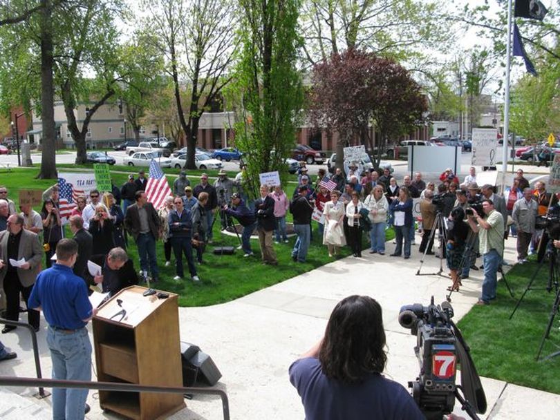 A crowd of about 70 protesters gathered outside the Capitol Annex on Monday for 