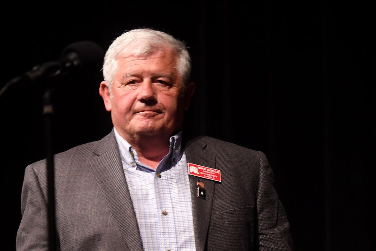 Idaho House of Representatives candidate Mike Boeck (R) addresses the crowd during the Primary Candidates