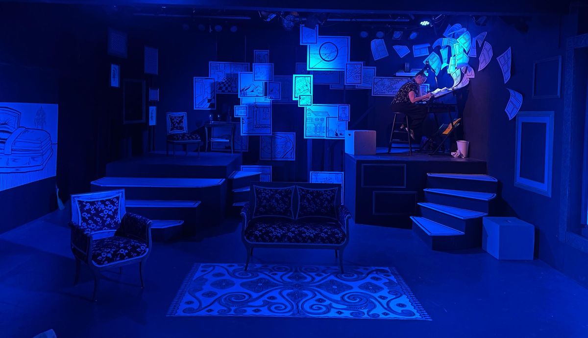 The set of “Fun Home” comes alive with comic strip panels at Stage Left. The musical runs through Feb. 18.  (Courtesy of Jeremy Whittington)