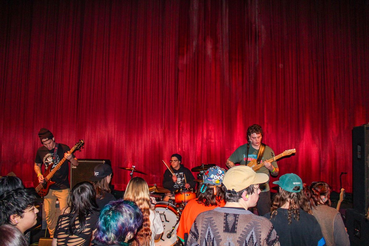 Hell Motel performs as one of the first bands inside the Garland Theater during Sonic Solstice on Dec. 21.  (Jordan Tolley-Turner/The Spokesman-Review)