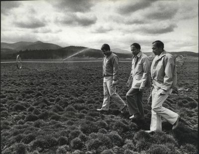 May 5, 1983 photo of Duane, Doyle & Don Jacklin of Jacklin Seed Co. (Bart Rayniak / SR)