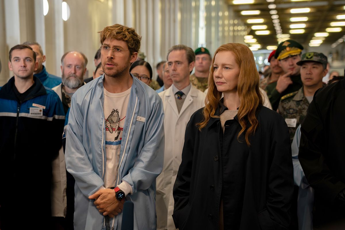 Ryan Gosling, left, and Sandra HÃ¼ller in "Project Hail Mary."  (Amazon MGM Studios)