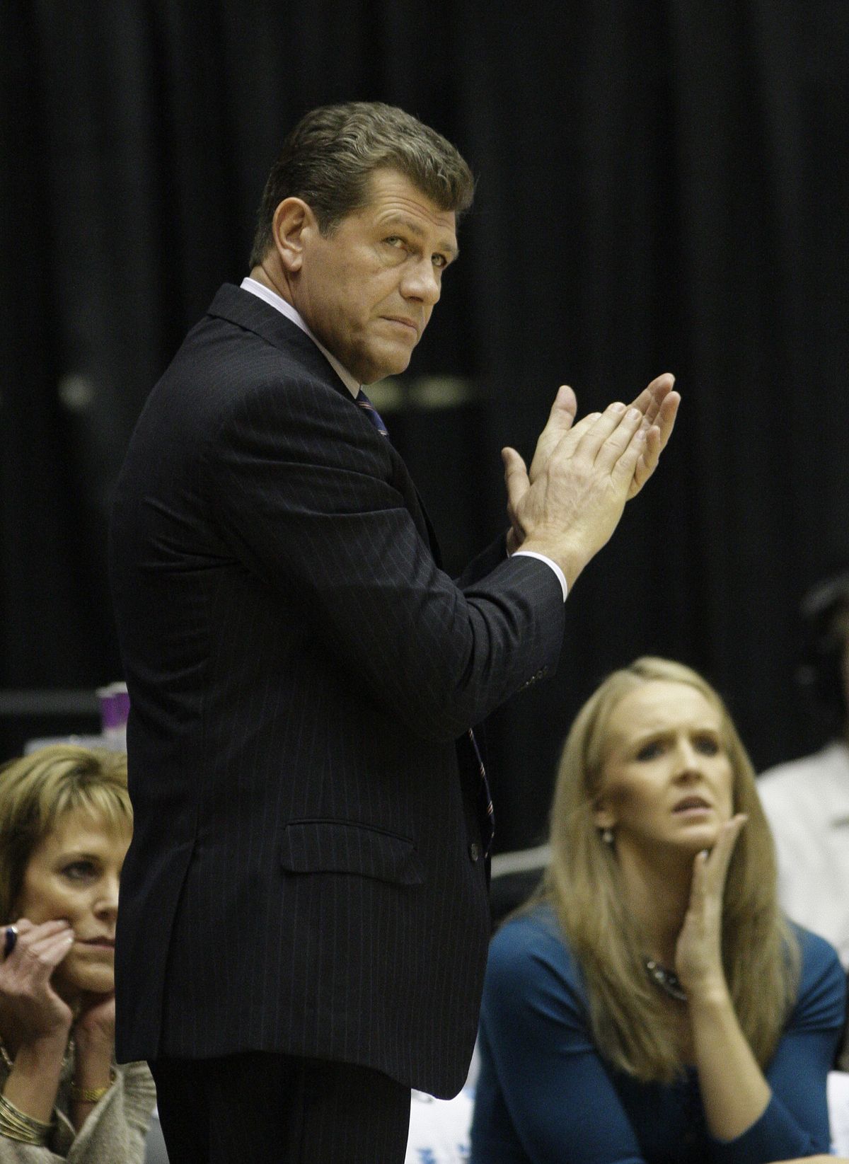 UConn coach Geno Auriemma doesn’t spend his time counting notches after every win.  (File Associated Press)