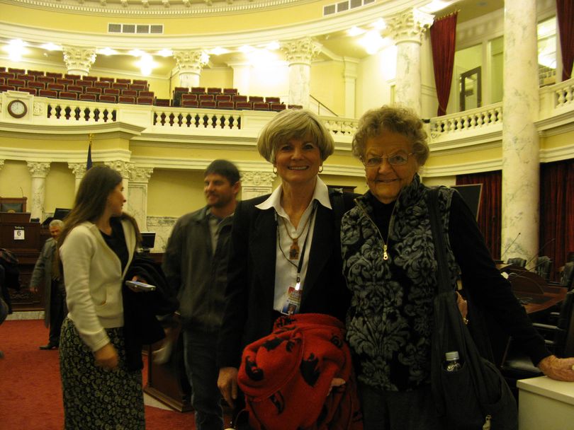 Sen. Janie Ward Engelking, D-Boise, with her mother, Eloise Ward (Betsy Russell)