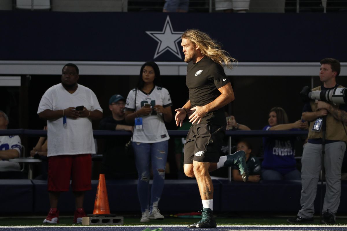 Philadelphia Eagles defensive lineman Bryan Braman (56) warms up during an NFL game against the Dallas Cowboys on Sunday, Oct. 30, 2016, in Arlington, Texas. The Cowboys won the game in overtime, 29-23. (Greg Trott / Associated Press)