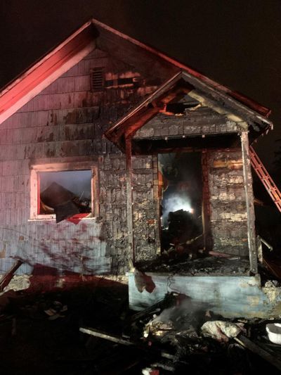 A house on the 1800 block of West Gardner Avenue caught fire early Sunday.  (Courtesy of the Spokane Fire Department)