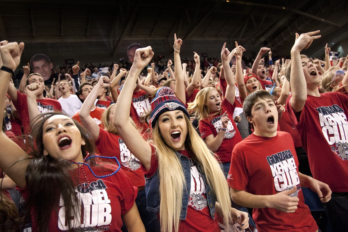 Gonzaga University’s Kennel Club turns up the volume during a men’s basketball game against Oakland in McCarthey Athletic Center on Nov. 17. (Dan Pelle)