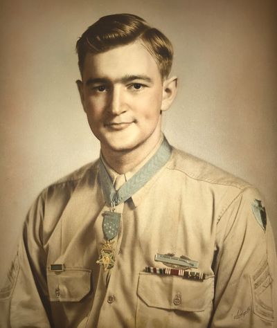 Charles Coolidge wears the Medal of Honor.  (Charles H. Coolidge National Medal of Honor Heritage Center)