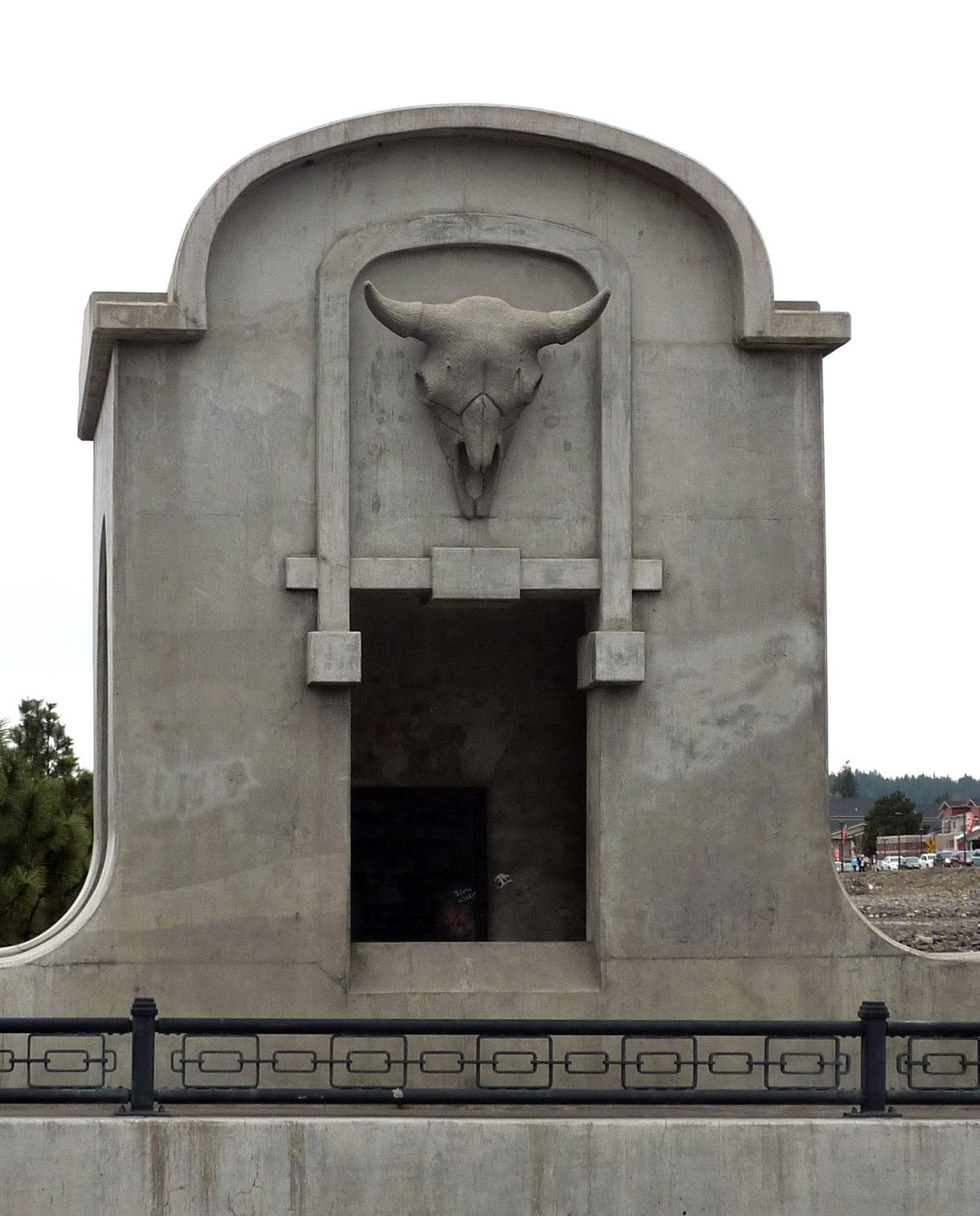 The original and second-generation Monroe Street Bridge bison skulls were modeled from a single skull found in Alberta by Spokane attorney and politician Patrick Shine, who had traveled to Drumheller, Alberta, on a coal mining expedition. (Stefanie Pettit / The Spokesman-Review)
